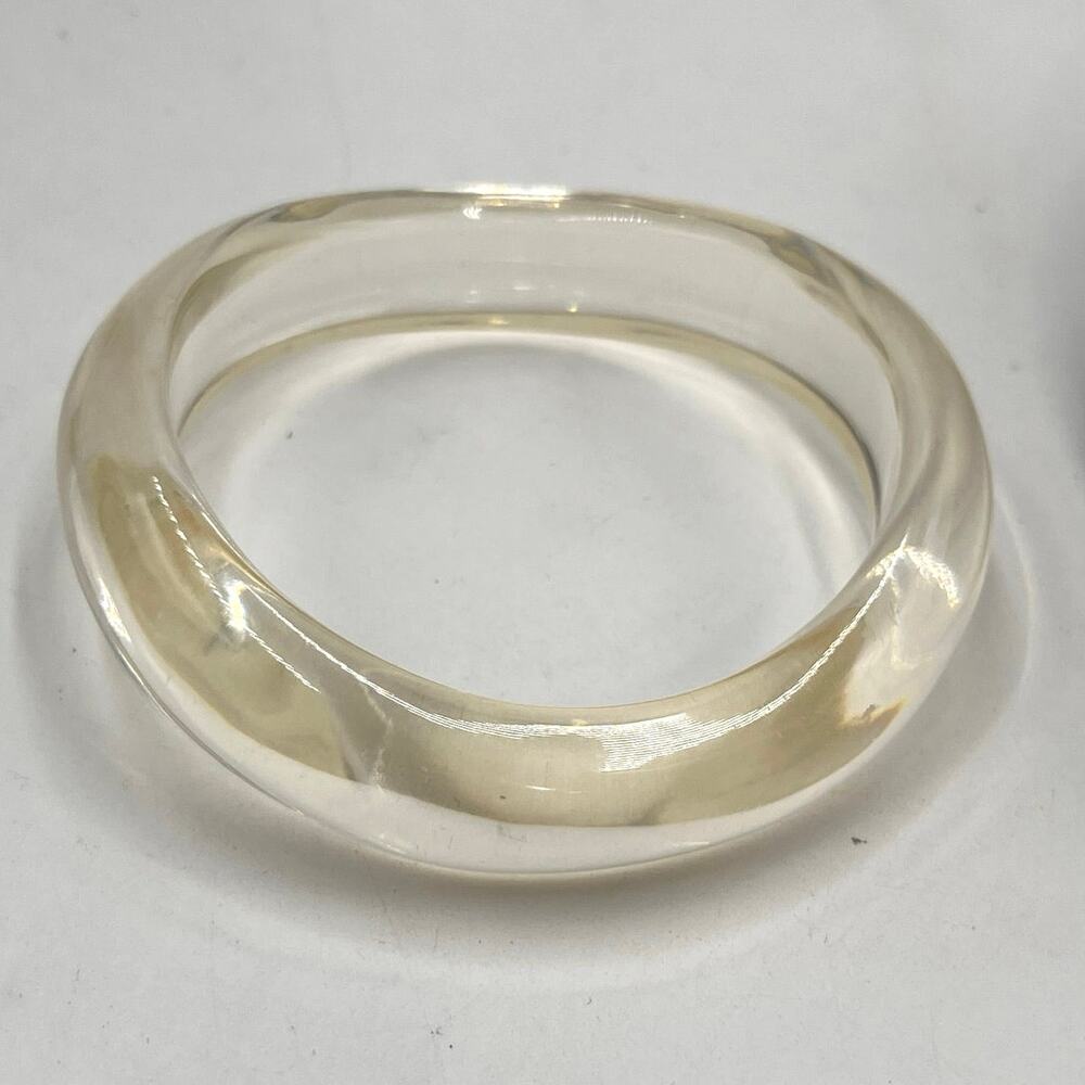 Lucite Vintage 1950's Chunky Waved Curved Mid Century Bangle Bracelet